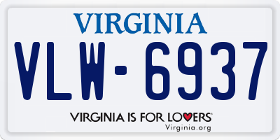 VA license plate VLW6937