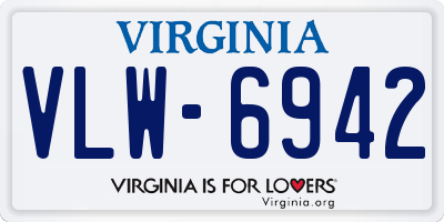 VA license plate VLW6942