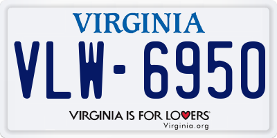 VA license plate VLW6950