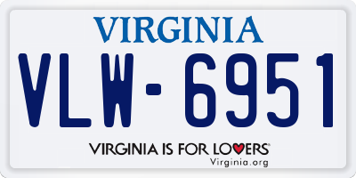 VA license plate VLW6951