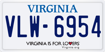 VA license plate VLW6954