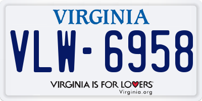 VA license plate VLW6958