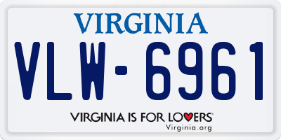 VA license plate VLW6961