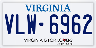 VA license plate VLW6962