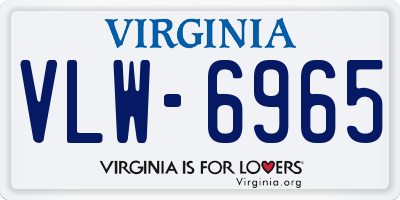 VA license plate VLW6965