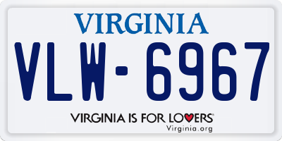 VA license plate VLW6967