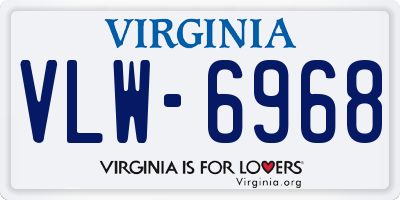 VA license plate VLW6968