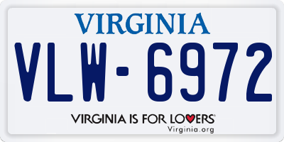 VA license plate VLW6972