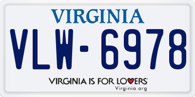 VA license plate VLW6978