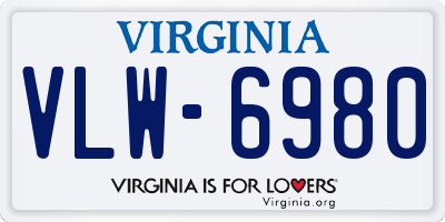 VA license plate VLW6980