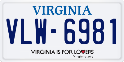 VA license plate VLW6981