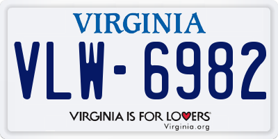 VA license plate VLW6982