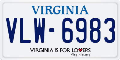 VA license plate VLW6983