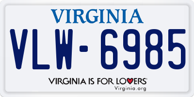 VA license plate VLW6985