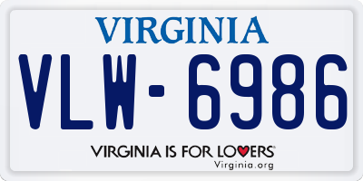 VA license plate VLW6986