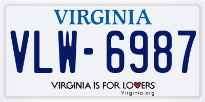 VA license plate VLW6987