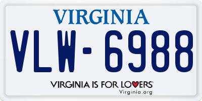 VA license plate VLW6988