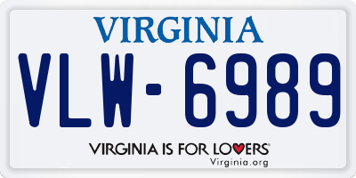 VA license plate VLW6989