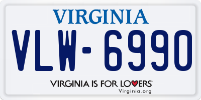 VA license plate VLW6990