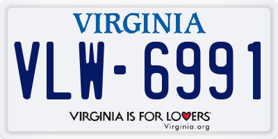 VA license plate VLW6991