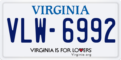 VA license plate VLW6992