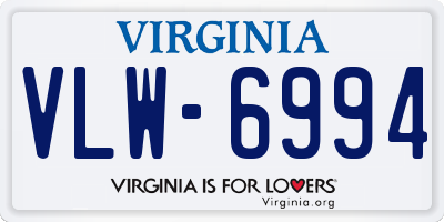 VA license plate VLW6994