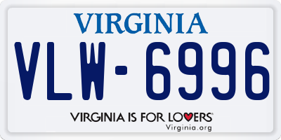 VA license plate VLW6996