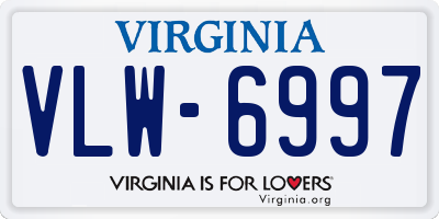 VA license plate VLW6997