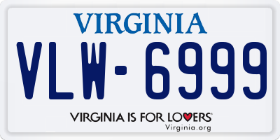 VA license plate VLW6999