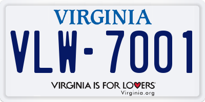 VA license plate VLW7001