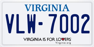 VA license plate VLW7002