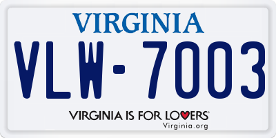 VA license plate VLW7003