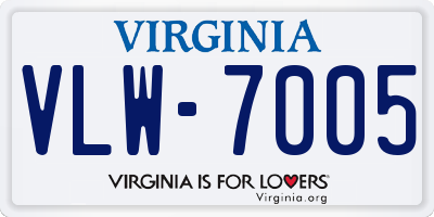 VA license plate VLW7005