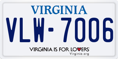 VA license plate VLW7006