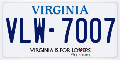 VA license plate VLW7007