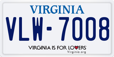 VA license plate VLW7008