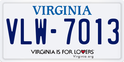 VA license plate VLW7013