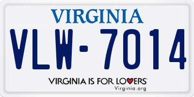 VA license plate VLW7014