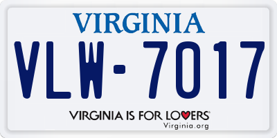 VA license plate VLW7017