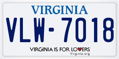 VA license plate VLW7018