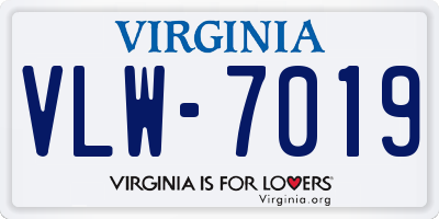 VA license plate VLW7019