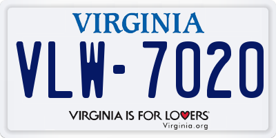 VA license plate VLW7020