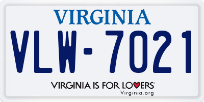 VA license plate VLW7021