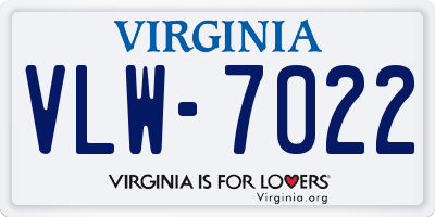 VA license plate VLW7022