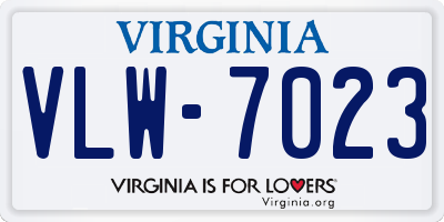 VA license plate VLW7023