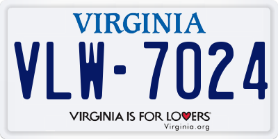 VA license plate VLW7024