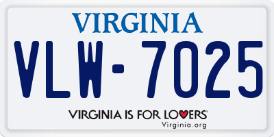 VA license plate VLW7025