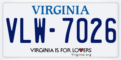 VA license plate VLW7026