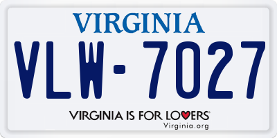 VA license plate VLW7027