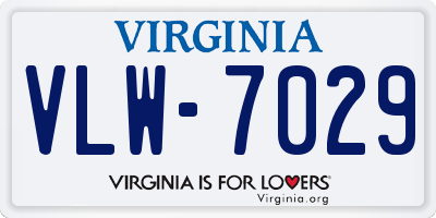 VA license plate VLW7029